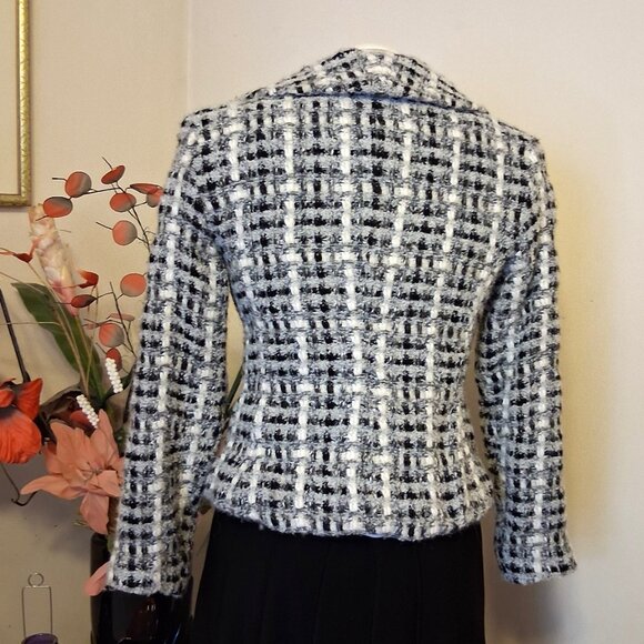 NWT Robert Kitchen Women's High-Quality Gray White Black Lined Blazer Jacket 8 M - Picture 4 of 11